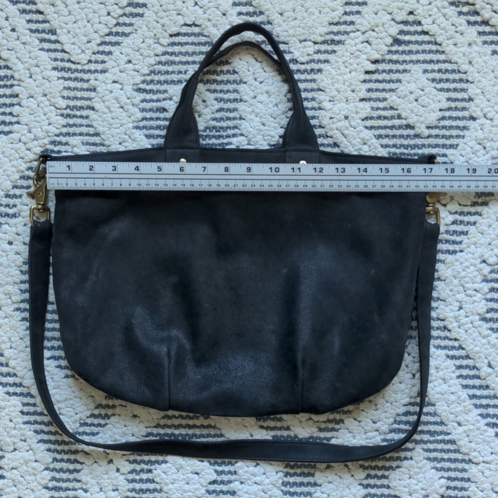 Clare V. Black Suede Leather Crossbody Satchel Bag - Picture 13 of 15